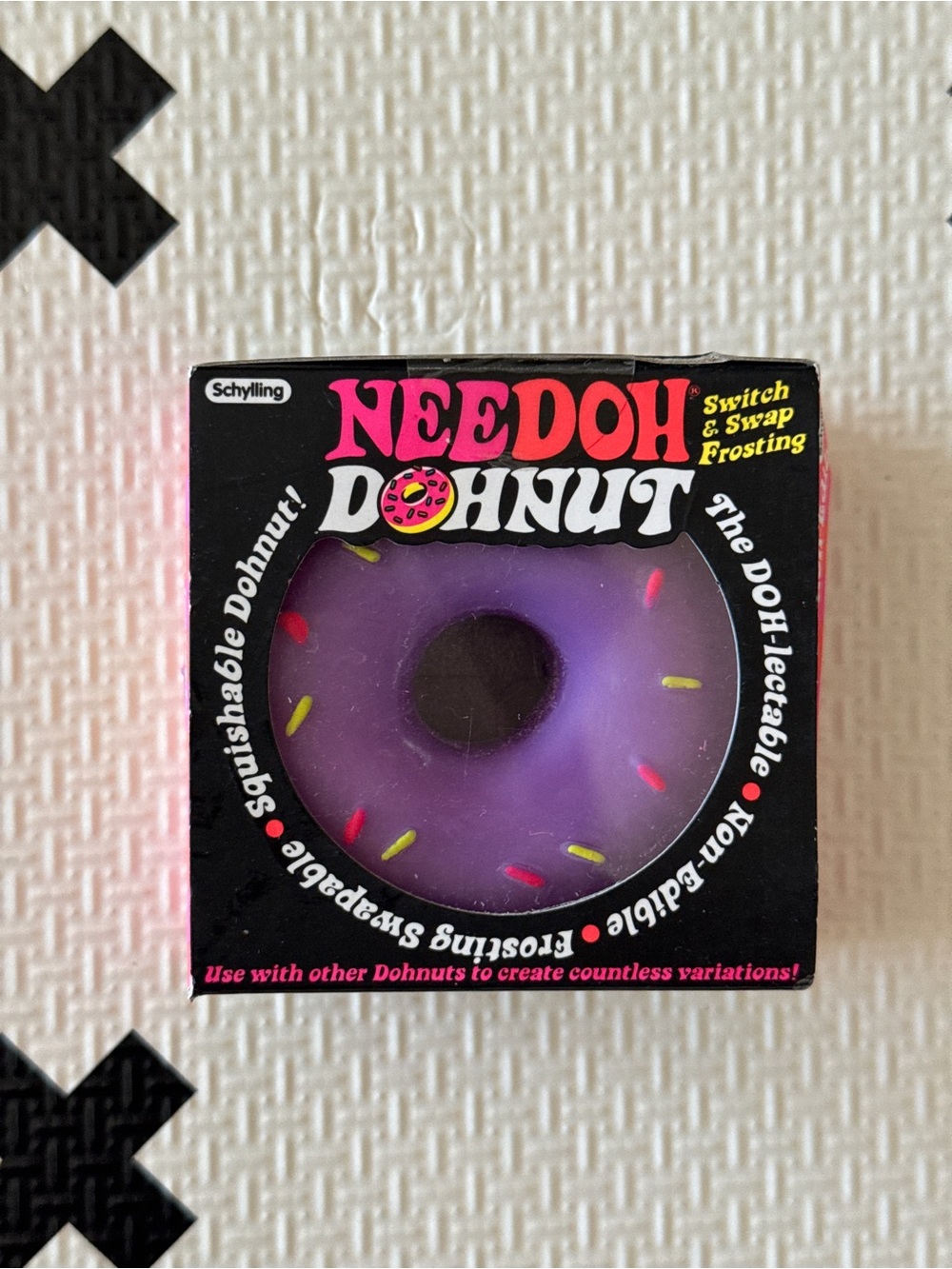 Schylling NeeDoh Dohnut | Yellow Base Purple Frosting Sprinkles NWT NIB Ages 3+